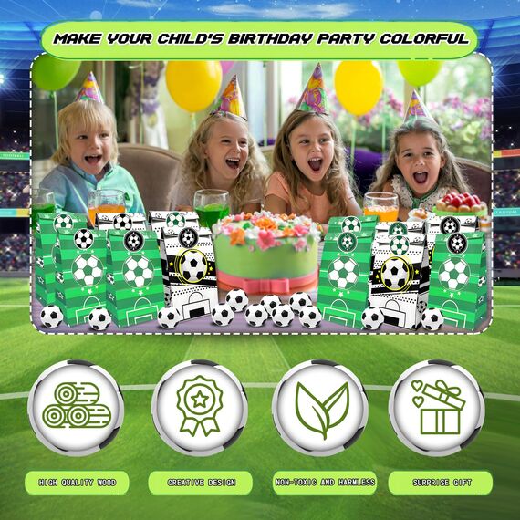 24 Stück Fußball Party Mitgebsel Kinder, Mini Fußball mit Fußball Geschenktüte, Fussball Klein, Fußball Stressbälle, Fußball Papiertüten, Fußball Geschenke Kindergeburtstag für Junge