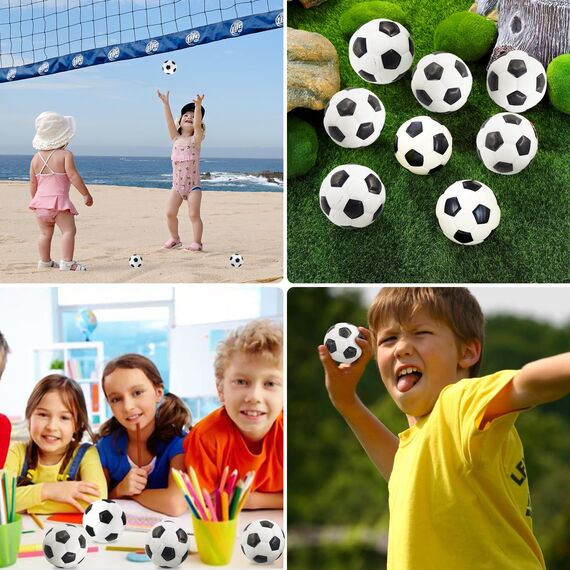 Mini Fußball 12 Stück, Mini Sportbälle, Schaumstoffbälle, Stressball Kinder, Softball Fußball, Antistressball, Fussball Klein, Fußball Stressbälle für Kinder und Erwachsene