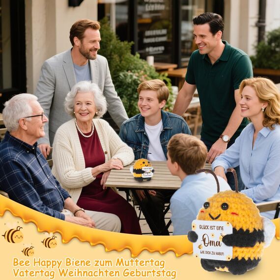 WenmthG Geschenke für Oma Pocket Hug Positive Biene Deutsch Glücksbringer zum Muttertag Weihnachten Geburtstag, Oma Geschenke Geburtstag Bee Happy Biene Positive Kartoffel Deutsch Ersatz - 1 St