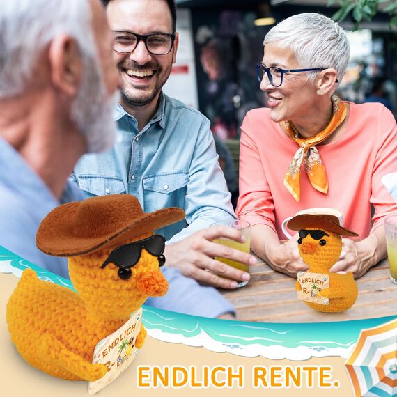 WenmthG Lustige Ruhestand Geschenk Gestrickte Ente für Frauen Männer Freund Kollegen Mama Oma Papa Opa Pocket Hug Ente Glücksbringer - 1 St