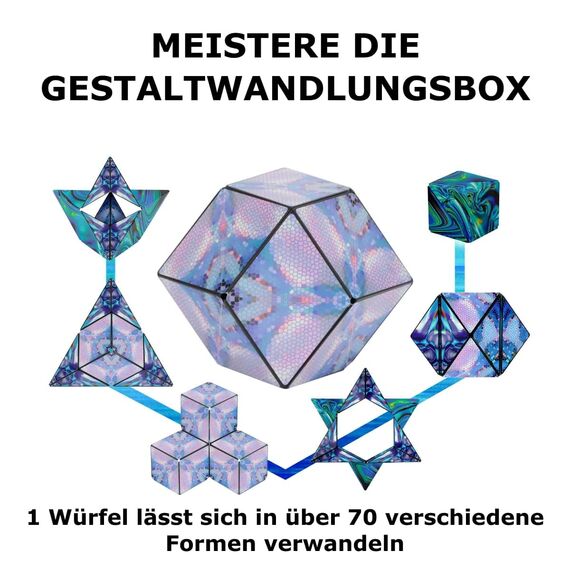 SHASHIBO Formwechsel-Box – Preisgekrönter, patentierter Zappelwürfel mit 36 Seltenerdmagneten – lässt Sich in über 100 Formen verwandeln (Mystic Ocean)