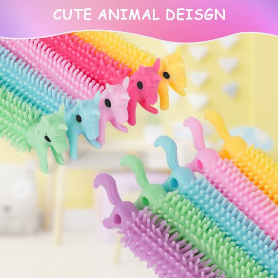 Ainiv 10 bunte elastische Seile für Erwachsene und Kinder, Dekompressionsspielzeug, Dekompressionsspielzeug, bunte Sensory String, Gadgets zum Kindergeburtstag, Geschenke für Partys, Einhorn