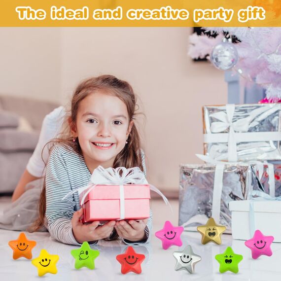 Ainiv 24 Stück Stressbälle in Sternform, Stern Schaum Antistressball für Schule Belohnung Student Party Tasche Füllstoffe, Stressbälle Squeeze Ball für Angst Abbauen Beruhigung Kinder Erwachsene