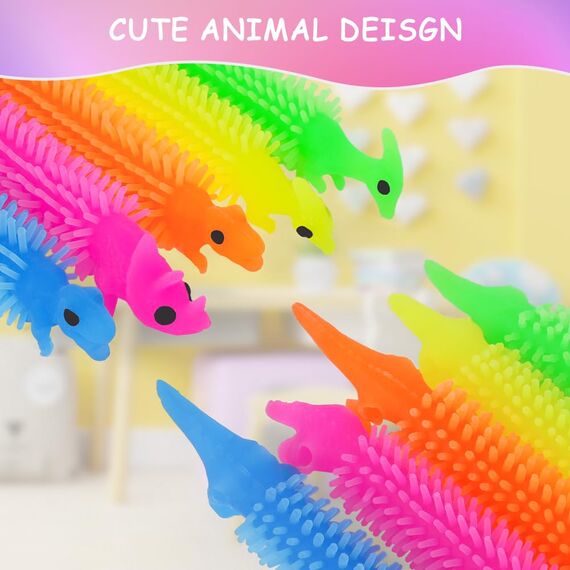 Ainiv Dinosaurier Stretchy String Spielzeug - 10er Pack Stressabbau Squeeze, Sensorische Fidget für Kinder & Erwachsene mit Autismus und ADHD Therapie