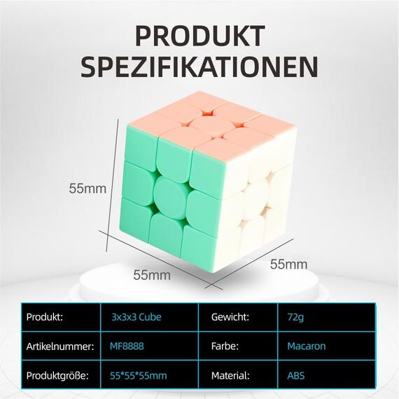 Speed Zauberwürfel Stickerless – Profi-Würfel mit Ultra-Glattem Drehen, Lebendigen Farben & Langlebiger Haltbarkeit – Schneller als das Original (Macaron 3x3x3)