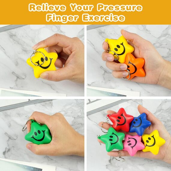 Ainiv 24 Stück Stressbälle Squeeze Ball, Stern Schaum Antistressball für Schule Belohnung Student Party Tasche Füllstoffe, Stressabbau Bälle Spielzeug für Angst Abbauen Beruhigung Kinder Erwachsene