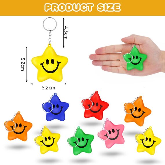 Ainiv 24 Stück Stressbälle Squeeze Ball, Stern Schaum Antistressball für Schule Belohnung Student Party Tasche Füllstoffe, Stressabbau Bälle Spielzeug für Angst Abbauen Beruhigung Kinder Erwachsene