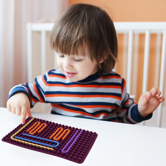 BEELUKY Sensorik Activity Board Spielzeug Activity Board Sensorisches Aktivitätstafel Sensorik Spielzeug mit Reisetasche 20 Silikonstreifen für Kinder ab 3 Jahr Erwachsene Stressabbau (Lila)