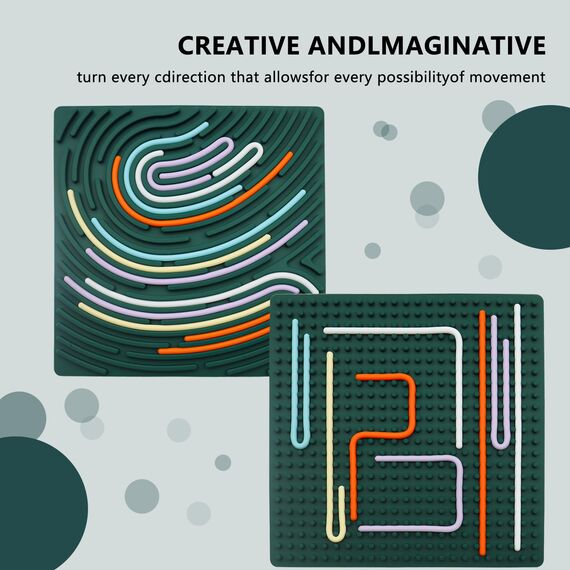 BEELUKY Sensorik Activity Board Quadrat Spielzeug Activity Board Sensorisches Aktivitätstafel Sensorik Spielzeug mit Reisetasche 20 Silikonstreifen für Kinder ab 3 Jahr Erwachsene Stressabbau