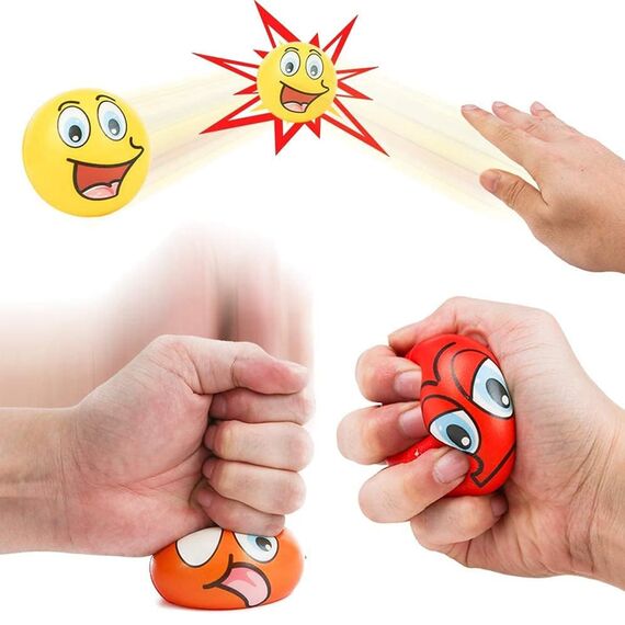 24 Stück Anti-Stressball 5cm Lustige Gesichter Mini Smile Ball Mini Ball aus Schaumstoff Verschiedene Emoticons für Kinder und Erwachsene