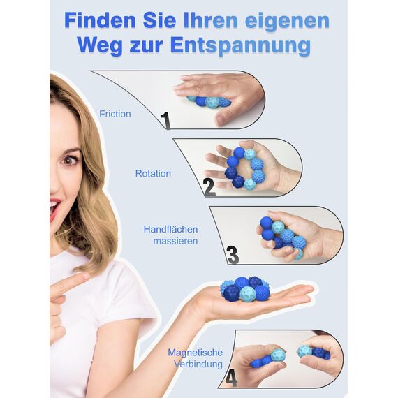 8 Stück Magnetische Fidget Toys, Magnetic Fidget Balls Magnetkugeln Stressball Silikon Magnetische Sensorik Bälle, Anti Stress Stimming Sensorik Spielzeug für Kinder & Erwachsene ADHS (Blau)