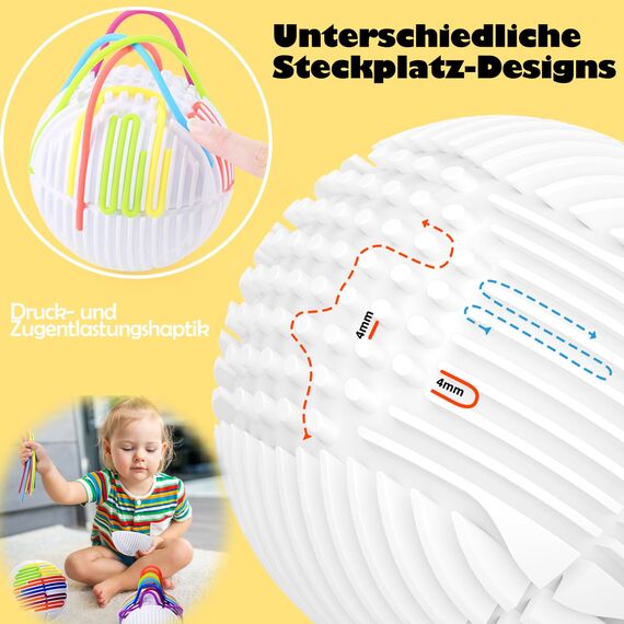 Sensorik Activity Ball mit 16 Bunte Silikonstreifen Autismus/ADHS Spielzeug ab 3 Jahre, Integrierte Aufbewahrung im Ball, Stressabbau Fidget Toy Sensory für Kinder & Erwachsene