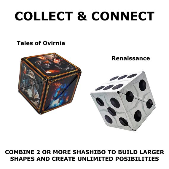 SHASHIBO Dice Paradise – Formveränderungs-Würfel – preisgekrönter, patentierter magnetischer Puzzlewürfel mit 36 Seltenerd-Magneten, Fidget-Würfel verwandelt sich in über 70 Formen (Tales of Ovirnia)