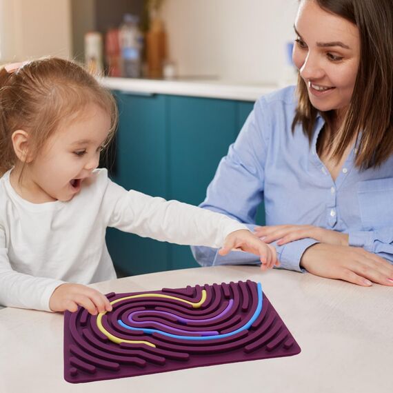 BEELUKY Sensorik Activity Board Spielzeug Activity Board Sensorisches Aktivitätstafel Sensorik Spielzeug mit Reisetasche 20 Silikonstreifen für Kinder ab 3 Jahr Erwachsene Stressabbau (Lila)