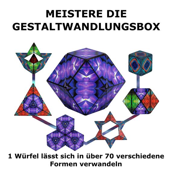Shashibo Cube Formveränderungs-Würfel, preisgekrönter, patentierter Fidget-Würfel mit 36 Seltenerd-Magneten, lässt sich in über 100 Formen verwandeln (Original Serie – Flügel)