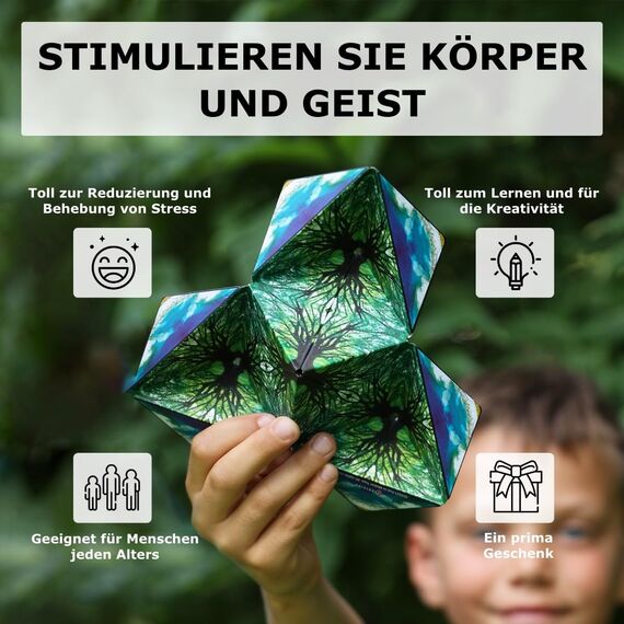 SHASHIBO Formwechsel-Box – Preisgekrönter, patentierter Zappelwürfel mit 36 Seltenerdmagneten – lässt Sich in über 100 Formen verwandeln (Mystic Ocean)