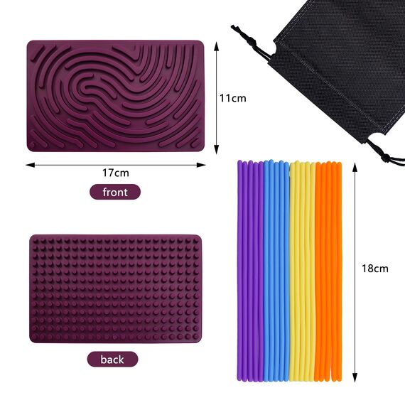 BEELUKY Sensorik Activity Board Spielzeug Activity Board Sensorisches Aktivitätstafel Sensorik Spielzeug mit Reisetasche 20 Silikonstreifen für Kinder ab 3 Jahr Erwachsene Stressabbau (Lila)