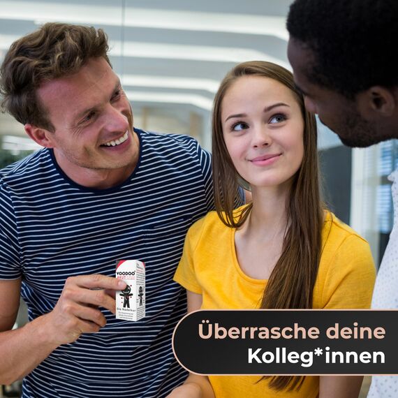 GLÜCKSGUT® Voodoo Puppe mit Nadeln | 3er Pack | Geschenkbox & Anleitung | Scherz-Medikament | Büro Geschenk für Kollegen Kollegin Chef | Anti Stress | Abschied | Büro