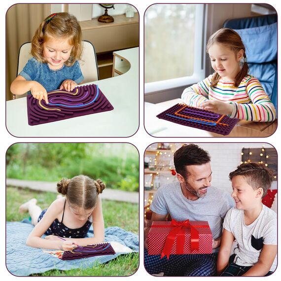 BEELUKY Sensorik Activity Board Spielzeug Activity Board Sensorisches Aktivitätstafel Sensorik Spielzeug mit Reisetasche 20 Silikonstreifen für Kinder ab 3 Jahr Erwachsene Stressabbau (Lila)