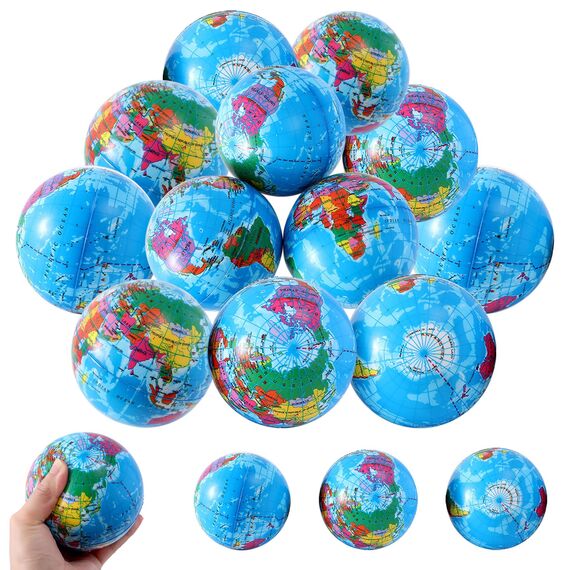 15 Stück Antistressball Weltkugel,6.3CM Stressball Globus Klein,Anti Stress Bälle,Mini Stressball,Anti Stress Spielzeug Bälle,Mini Globus Kinder für Kinder Erwachsene