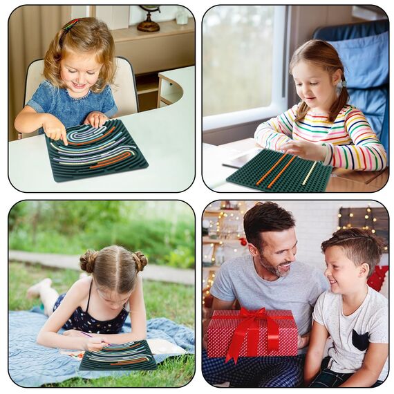 BEELUKY Sensorik Activity Board Quadrat Spielzeug Activity Board Sensorisches Aktivitätstafel Sensorik Spielzeug mit Reisetasche 20 Silikonstreifen für Kinder ab 3 Jahr Erwachsene Stressabbau