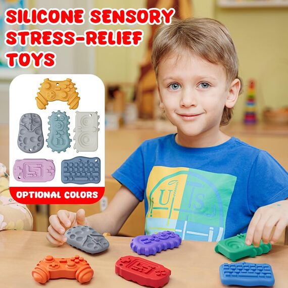 6 Stück Fidget Toys Sensory Stones Sensorik Spielzeug Anti Stress Kinder Sensorisches Spielzeug, Sensory Worry Stone Sensory Toys Stressabbau, Sensory Fidget Toys Autism Toy (6 Stück Tech-Shaped)