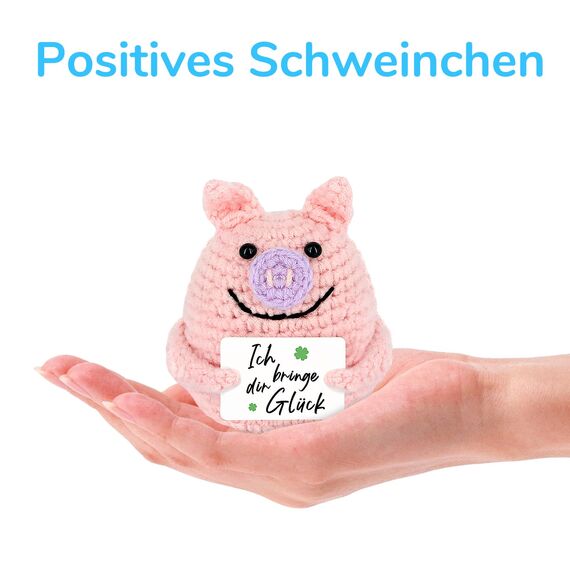 WenmthG Positive Geschenke Glücksschweinchen, Positive Kartoffel - Ersatz, Positive Glücksschwein, Gestrickte Tiny Schwein Puppe 1 St
