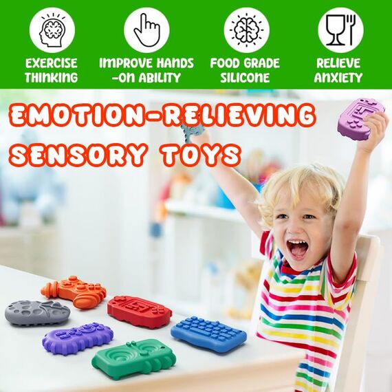 6 Stück Fidget Toys Sensory Stones Sensorik Spielzeug Anti Stress Kinder Sensorisches Spielzeug, Sensory Worry Stone Sensory Toys Stressabbau, Sensory Fidget Toys Autism Toy (6 Stück Tech-Shaped)