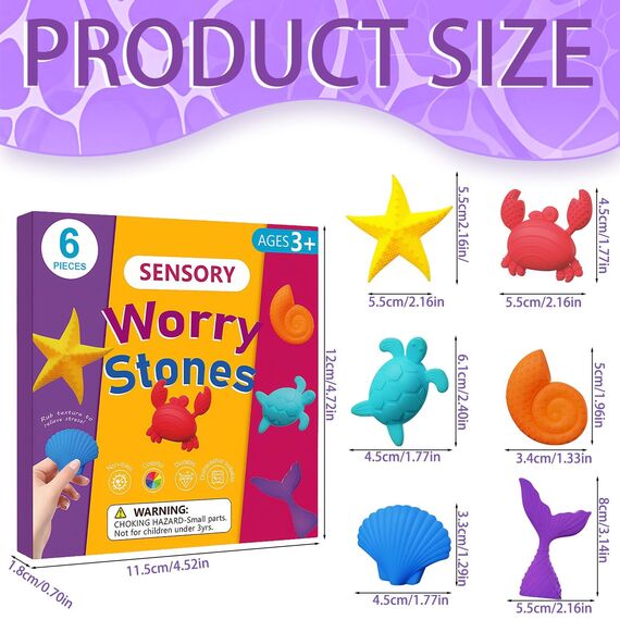 6 Stück Fidget Toys Sensory Stones, Stressabbau Erwachsene Sensorische Stone, Sensorik Spielzeug, Stressberuhigendes Spielzeug für Stress, Angst, Adhs und Autismus
