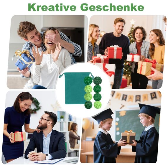 Zingbee 8 Stück Magnetische Fidget Toys, Silikon Magnetkugeln Anti-Stress Bälle, Sensorik Spielzeug für Erwachsene und Kinder, Sensorische Magnetische Kugeln Set, Stressabbau und Entspannung（Grün）