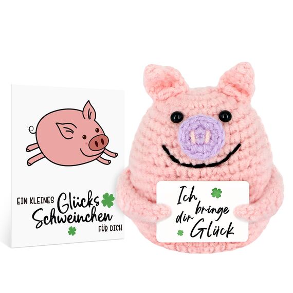 WenmthG Positive Geschenke Glücksschweinchen, Positive Kartoffel - Ersatz, Positive Glücksschwein, Gestrickte Tiny Schwein Puppe 1 St