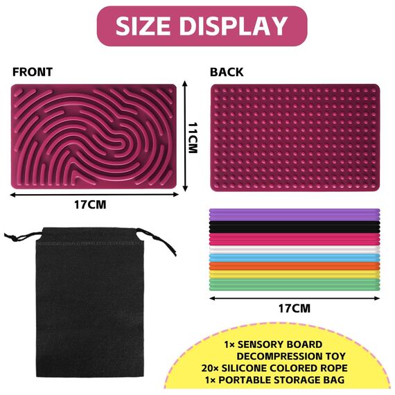 HUKUMA Sensorik Spielzeug Activity Board,Silicone Sensory Fidget Toys,Doppelseitiges Spielzeug Zur Autismus, Stress, ADHD, Anxiety Spiele Play Toy Für Kinder ab 3 Jahr, mit Reisetasche & 20 Schnüren