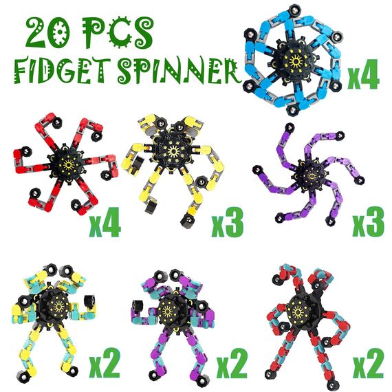 Transformable Fidget Spinner, Robot Finger Toy with Chain, Stress Relief Toy for Adults and Teens (20)