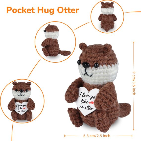 WenmthG Pocket Hug Otter, Gestrickte Fischotter Puppe Mutmacher Geschenk, Positive Kartoffel Ersatz 1 St