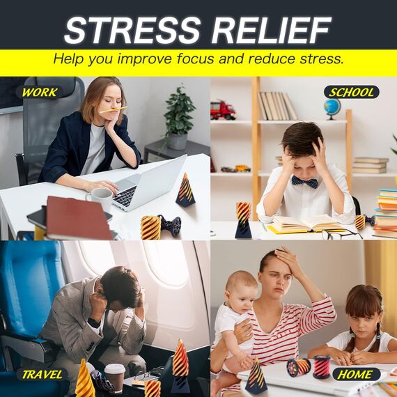 Impossible Cone (3PCS), 3D-Druck Spiral Cone Fidget Toy, Pyramid Spirale Spielzeug Passthrough Sculpture, Skulptur Stress Relief Desktop Dekorationen Spielzeug für Kinder Erwachsene Geschenk (Gold)