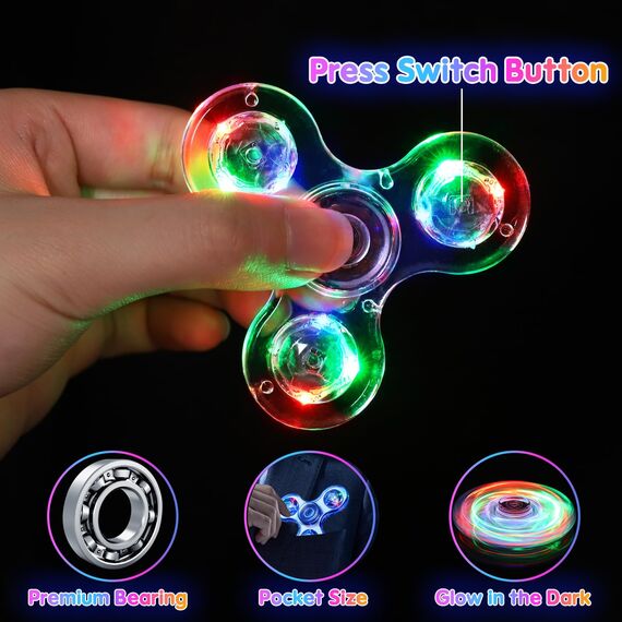 Gigilli Fidget Spinner 2 Pack,Party Favors LED Light Fidget Spinner Spielzeug für Kinder, Stressabbau Anti Angst sensorisches Spielzeug,Valentinstag Ostern Party Taschenfüller Geschenk,Rot & Blau