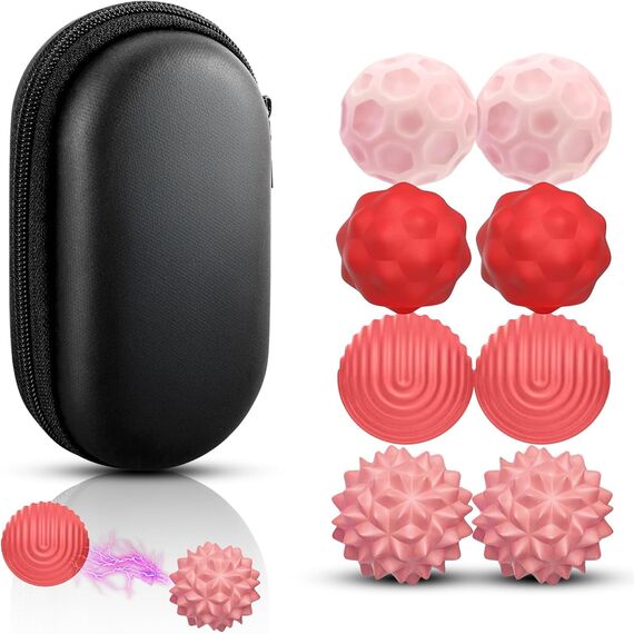 JoyJoyful 8 Stück Magnetkugeln Fidget Toys Erwachsene, Magnetische Kugeln Sensorik Spielzeug, Stress Bälle Mit Silikonhülle, Autismus Antistress Spielzeug Sensory Toys Sensorischer Ball (Rot)