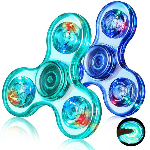 Gigilli Fidget Spinner 2 Pack,Party Favors LED Light Fidget Spinner Spielzeug für Kinder, Stressabbau Anti Angst sensorisches Spielzeug,Dunkelblau & Hellblau