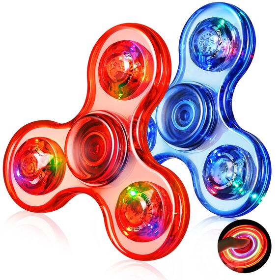 Gigilli Fidget Spinner 2 Pack,Party Favors LED Light Fidget Spinner Spielzeug für Kinder, Stressabbau Anti Angst sensorisches Spielzeug,Valentinstag Ostern Party Taschenfüller Geschenk,Rot & Blau