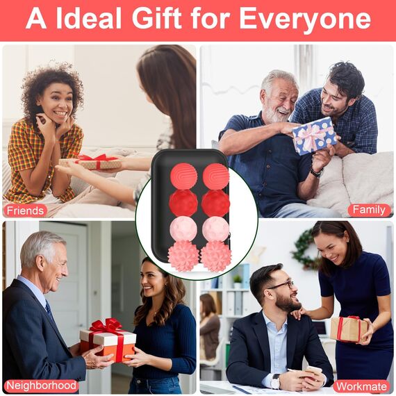 JoyJoyful 8 Stück Magnetkugeln Fidget Toys Erwachsene, Magnetische Kugeln Sensorik Spielzeug, Stress Bälle Mit Silikonhülle, Autismus Antistress Spielzeug Sensory Toys Sensorischer Ball (Rot)