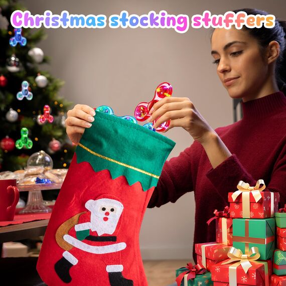 Gigilli Fidget Spinner 2 Pack,Party Favors LED Light Fidget Spinner Spielzeug für Kinder, Stressabbau Anti Angst sensorisches Spielzeug,Valentinstag Ostern Party Taschenfüller Geschenk,Rot & Blau