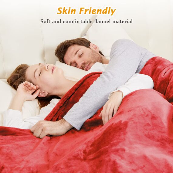 Mia&Coco Heizdecke mit Abschaltautomatik, 180x200cm, 10 Heizstufen Up-to-9 Stunden Auto-Off-Timer Überhitzungsschutz, Elektrische Wärmedecke Waschbar, Rot