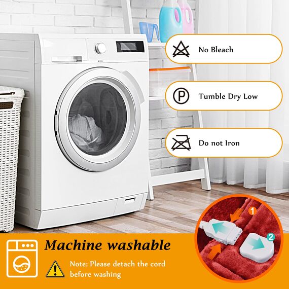 Mia&Coco Heizdecke mit Abschaltautomatik, 180x200cm, 10 Heizstufen Up-to-9 Stunden Auto-Off-Timer Überhitzungsschutz, Elektrische Wärmedecke Waschbar, Rot