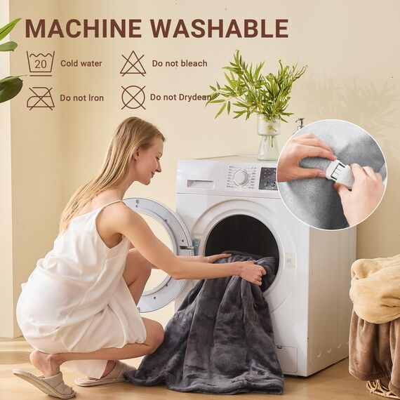 Qieryun Heizdecke Mit Abschaltautomatik, Heizdecke 150x180CM 10 Heizstufen und 8h Auto-Off Gürtel Überhitzungsschutz, Flanell-Bezug maschinenwaschbar, Heißdecken für Schlafzimmer, Wohnzimmer, Büro