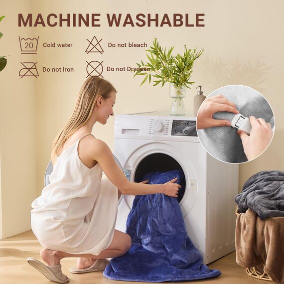 Qieryun Heizdecke Mit Abschaltautomatik, Heizdecke 150x180CM 10 Heizstufen und 8h Auto-Off Gürtel Überhitzungsschutz, Flanell-Bezug maschinenwaschbar, Heißdecken für Schlafzimmer, Wohnzimmer, Büro