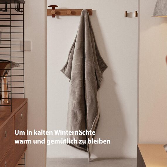 GOTCOZY Heizdecke 130x160 cm - Weicher seidiger Plüsch Wärmedecke Heizdecke 9 Heizstufen und 10 Stunden Auto-Off-Timer Überhitzungsschutz Kuscheldecke für Bett&Büro Waschbar(Grau)