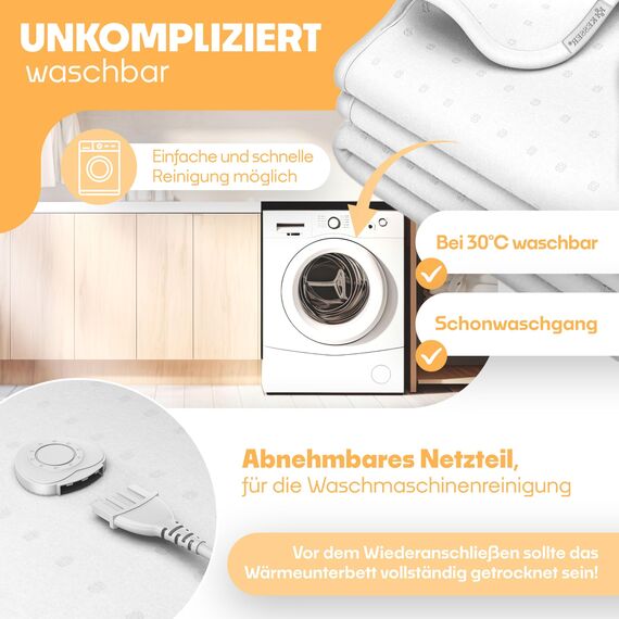 KESSER® Doppel-Wärmeunterbett 160x140cm mit Abschaltautomatik 2 Temperaturzonen Fernbedienung | Heizdecke mit 3 Temperaturstufen | Wärmebettunterlage fürs Bett | Wärmedecke aus weichem Vlies Weiß