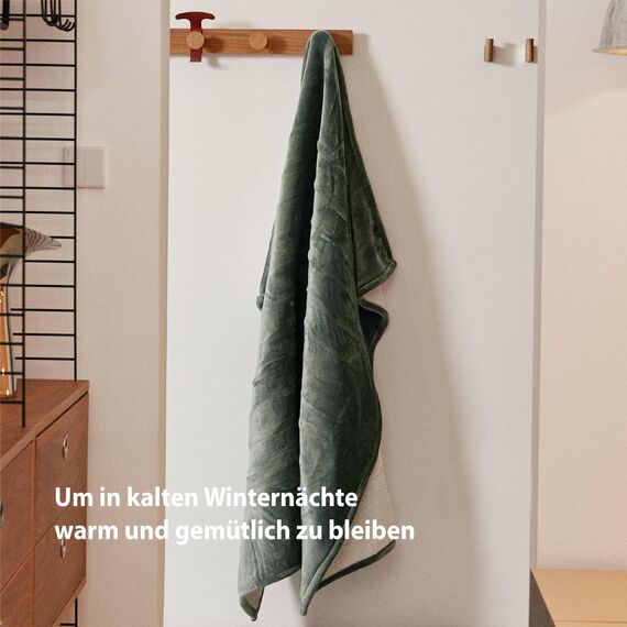 GOTCOZY Heizdecke 130x160 cm - Weicher seidiger Plüsch Wärmedecke Heizdecke 9 Heizstufen und 10 Stunden Auto-Off-Timer Überhitzungsschutz Kuscheldecke für Bett&Büro Waschbar(Grün)