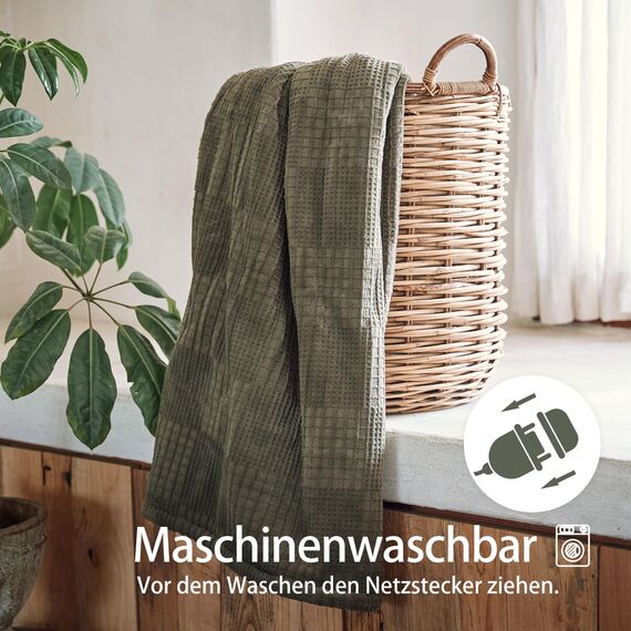 Texciting heizdecke 130X180 cm-Wärmedecke heizdecke mit 9 Heizstufen-10 Stunden Auto Off Überhitzungsschutz Maschinenwaschbar (Graugrün)