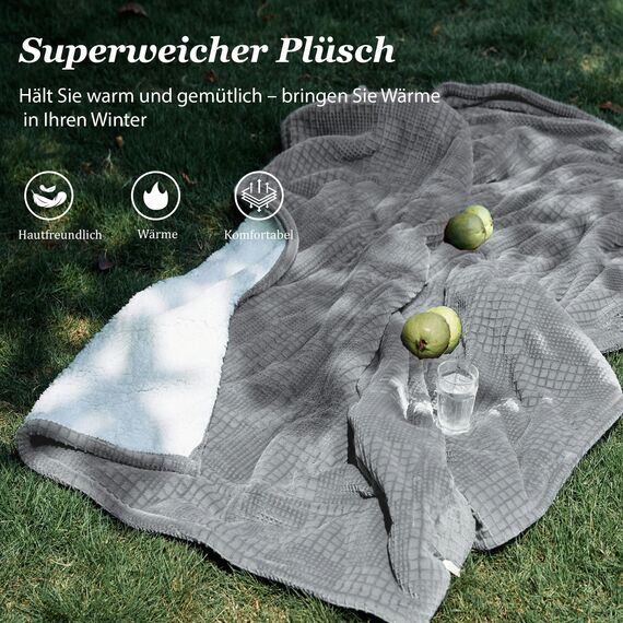 Texciting heizdecke 150X200 cm-Wärmedecke heizdecke mit 9 Heizstufen-10 Stunden Auto Off Überhitzungsschutz Maschinenwaschbar (Grau)